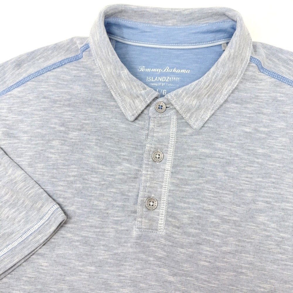 Tommy Bahama IslandZone Mens Large Blue Marl 37.5 Technology Polo Shirt